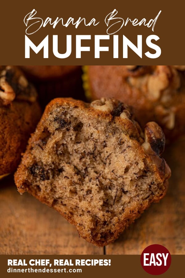Muffin with bite taken out and recipe name over top