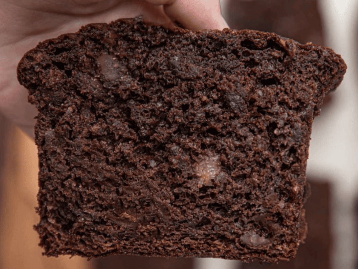 View of chocolate bread in hand