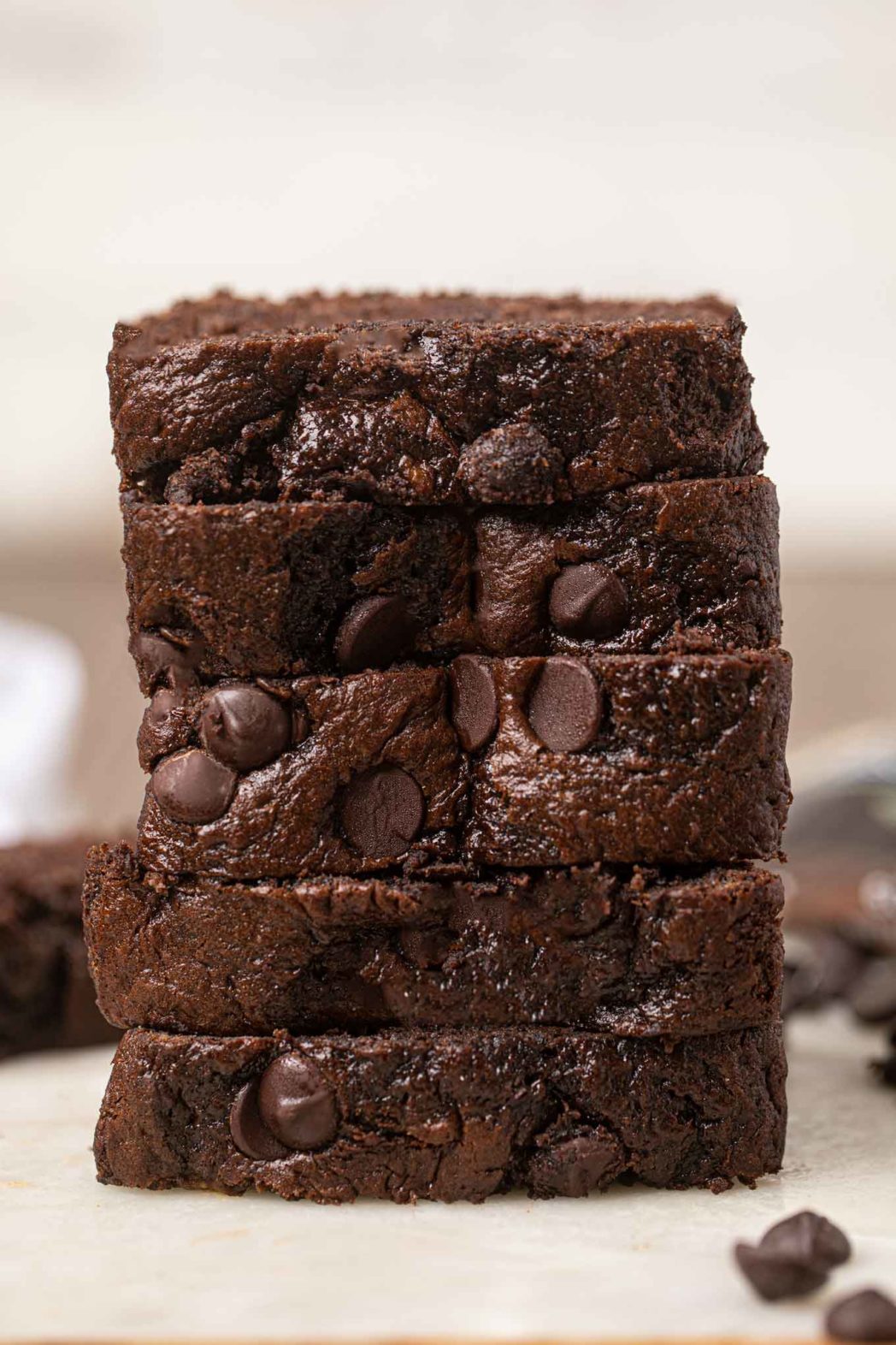 Stack of Cake Mix Chocolate Banana Bread