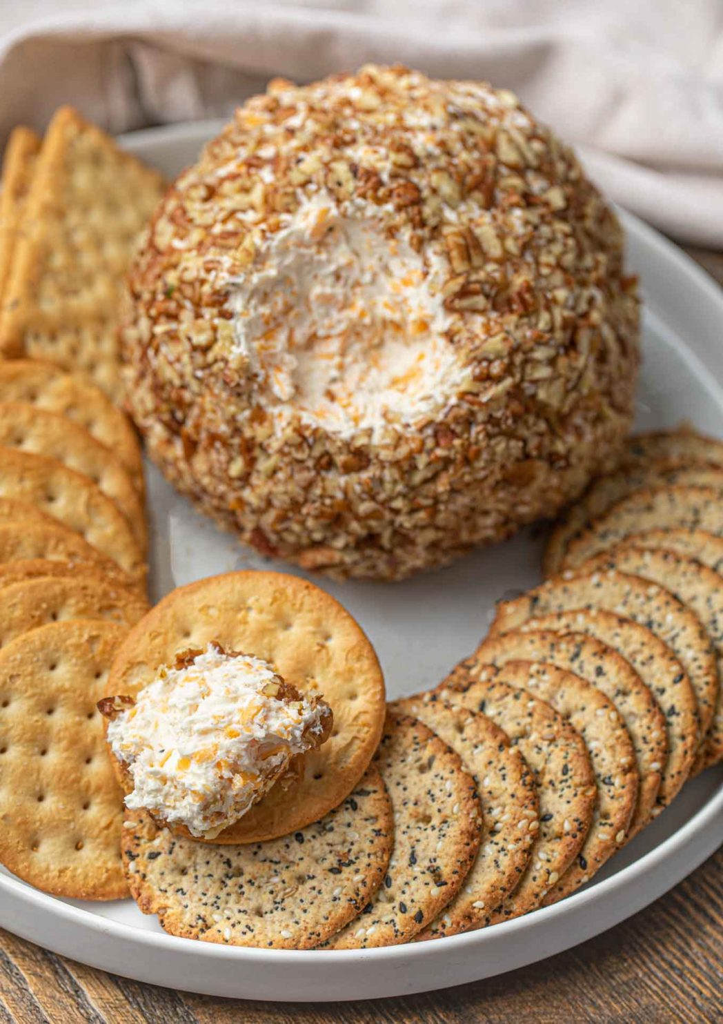 Cheese ball with cracker