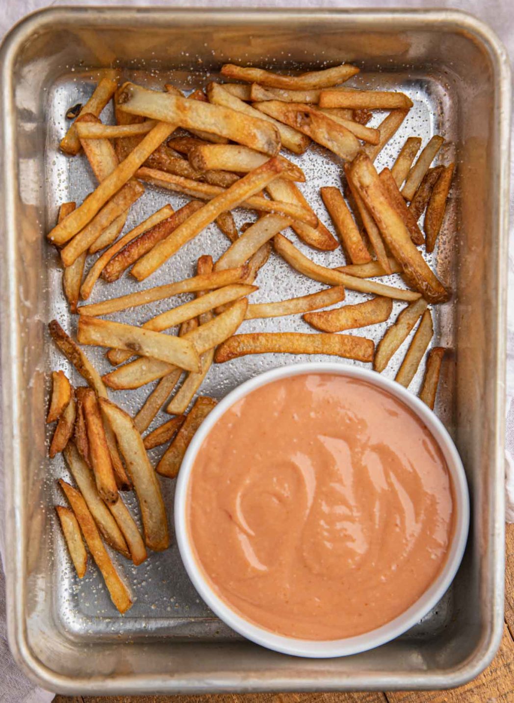 Fry Sauce in pan with french fries