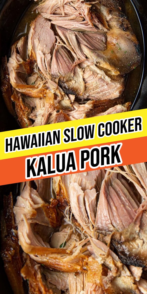 collage of shredded Hawaiian Pork in crockpot