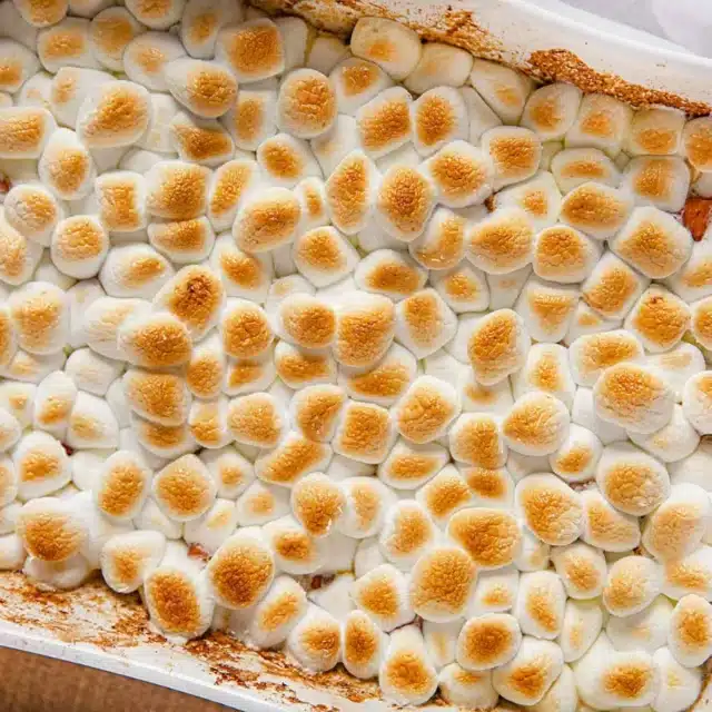 Vegetable side in baking dish out of the oven