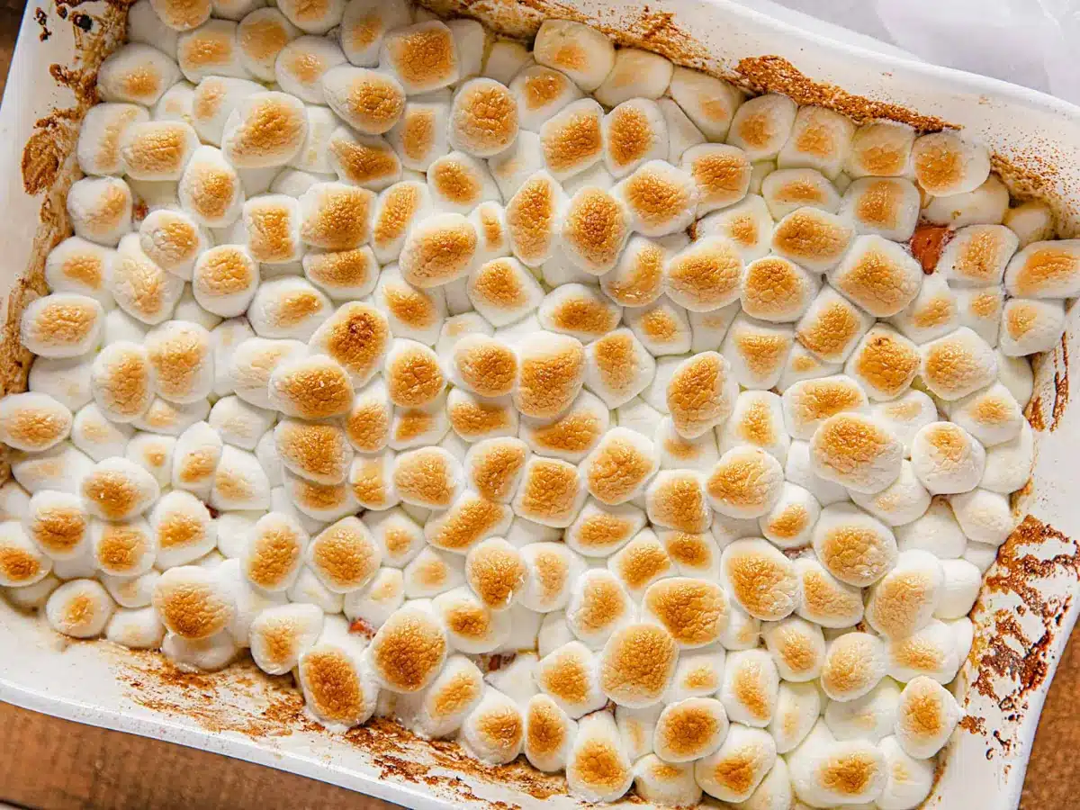 Vegetable side in baking dish out of the oven