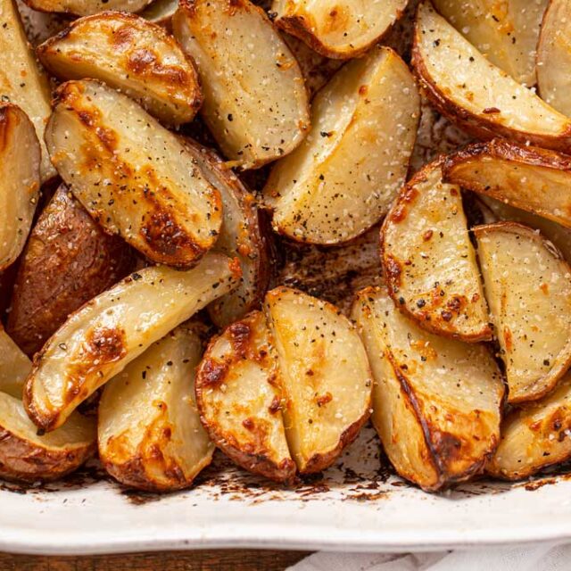 Crispy Garlic Roasted Red Potatoes - Dinner, then Dessert