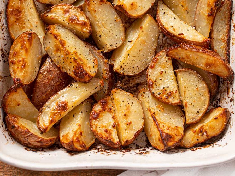 Crispy Garlic Roasted Red Potatoes - Dinner, then Dessert
