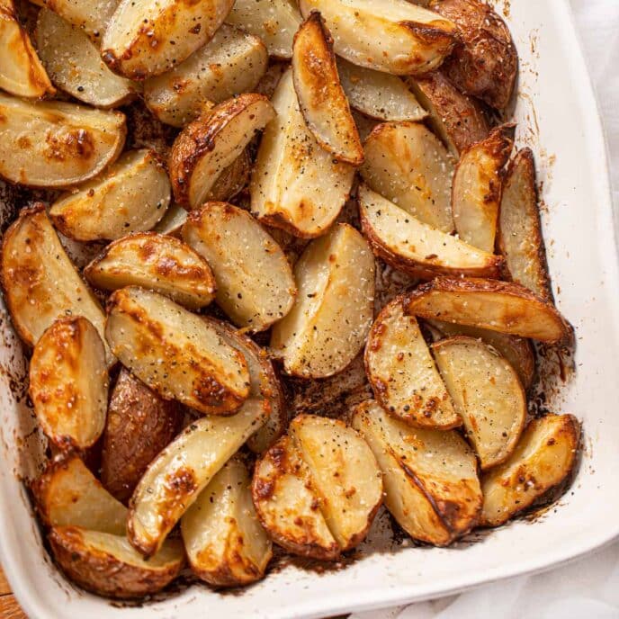Crispy Garlic Roasted Red Potatoes - Dinner, then Dessert