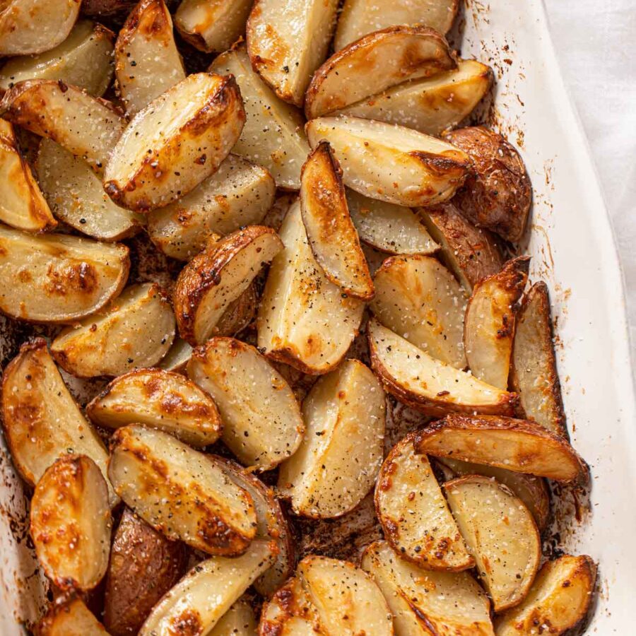 Easy Balsamic Garlic Roasted New Potatoes Recipe - Dinner, then Dessert