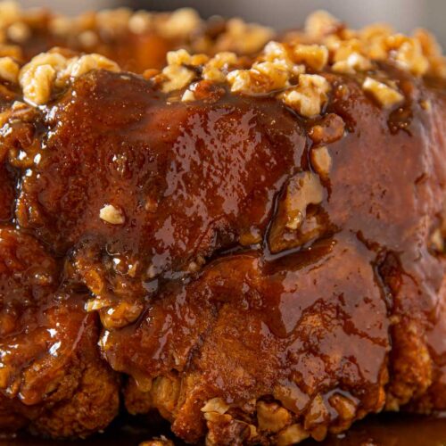 Sticky bread with nut topping