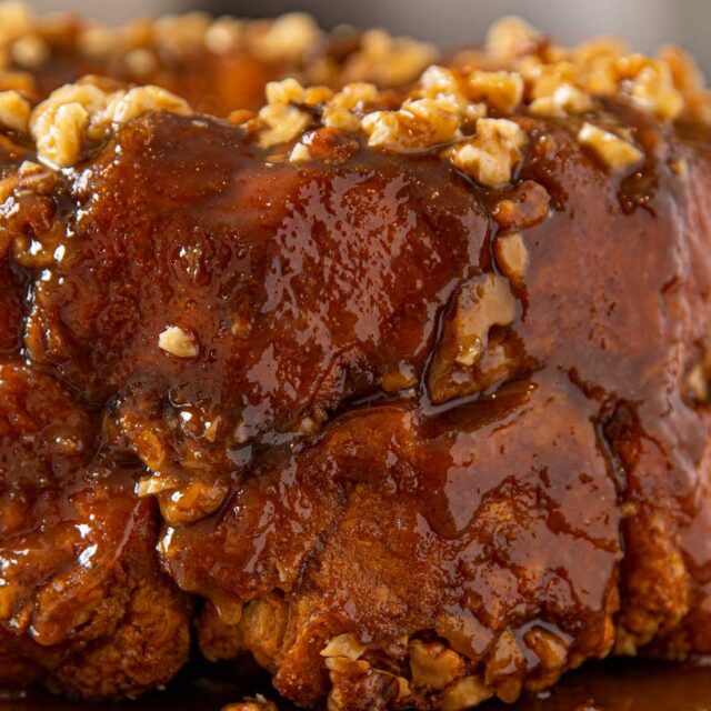 Sticky bread with nut topping