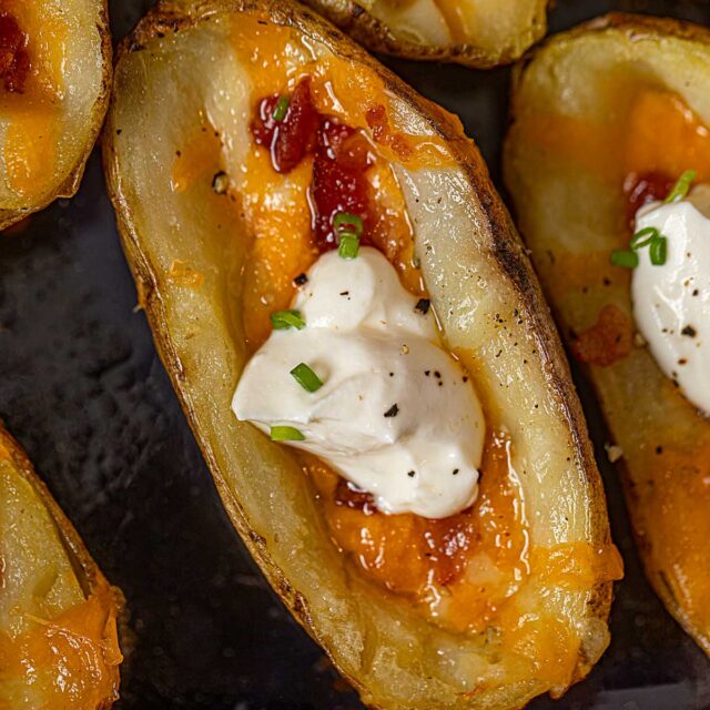 loaded potatoes with bacon and cheddar