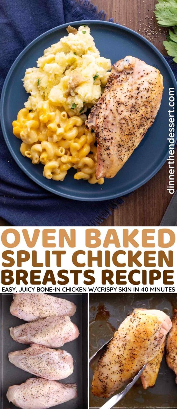 Oven Baked Split Chicken Breasts Collage