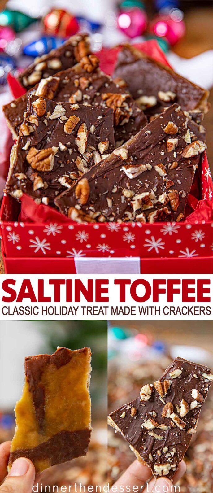 Collage of Saltine Toffee Photos