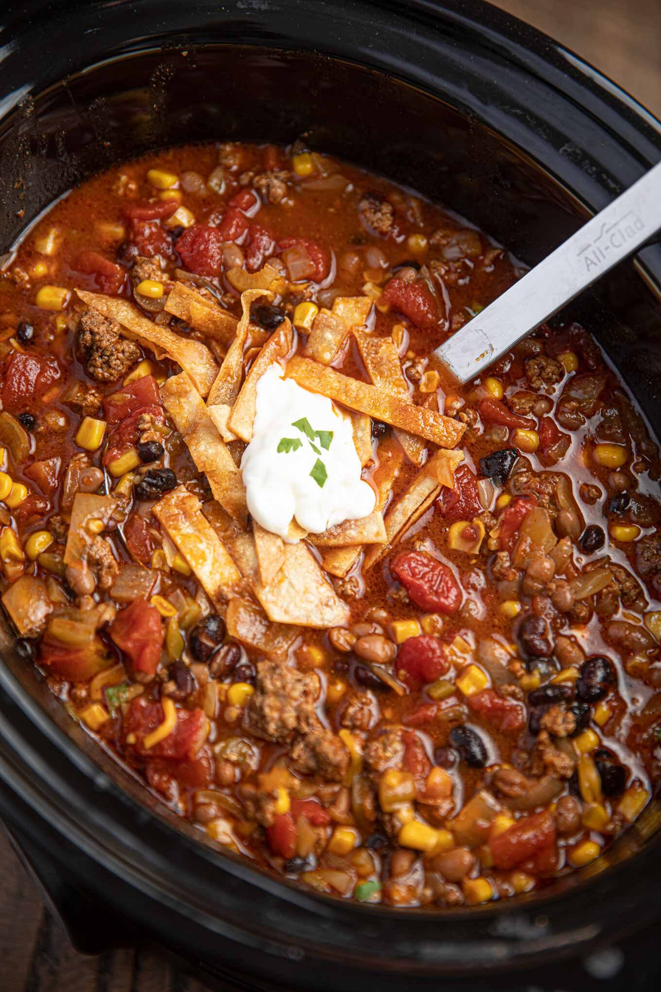 Beef Taco Soup in Slow Cooker