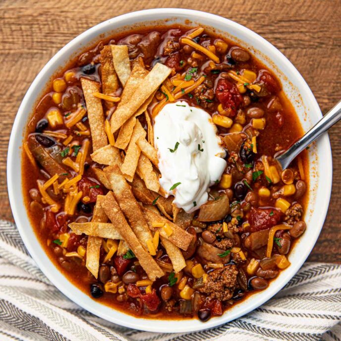 Slow Cooker Taco Soup Recipe Dinner Then Dessert