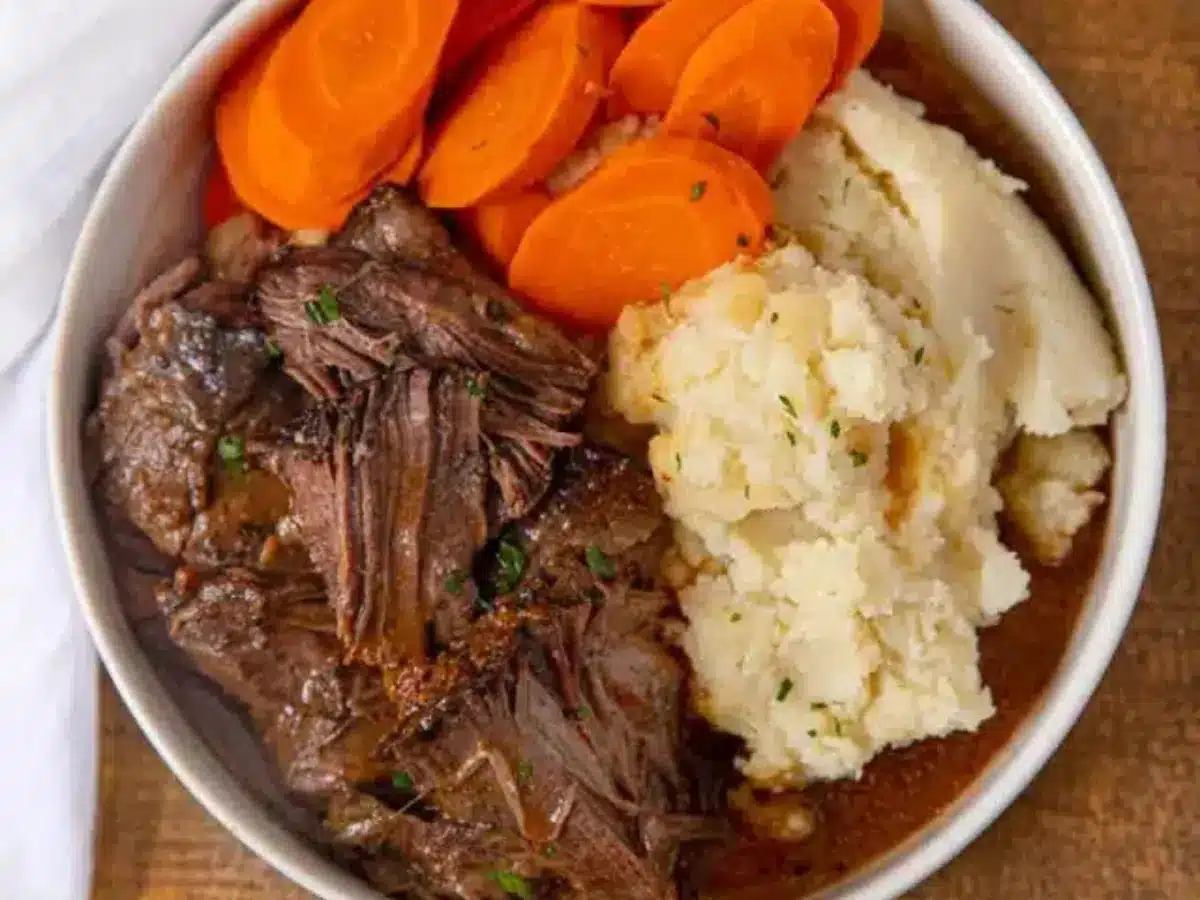 bowl of beef roast and sides