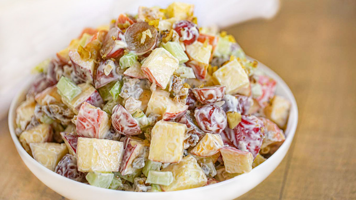 Waldorf Salad in white bowl