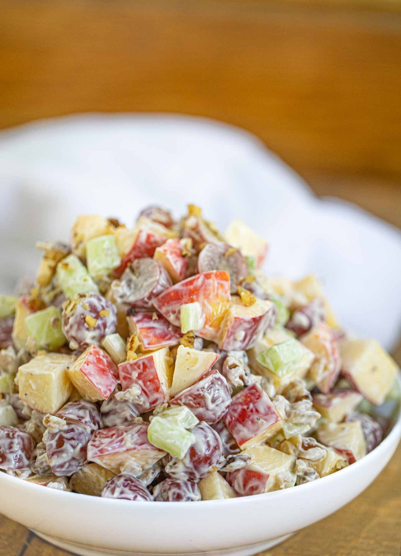 Classic Waldorf Salad in white bowl