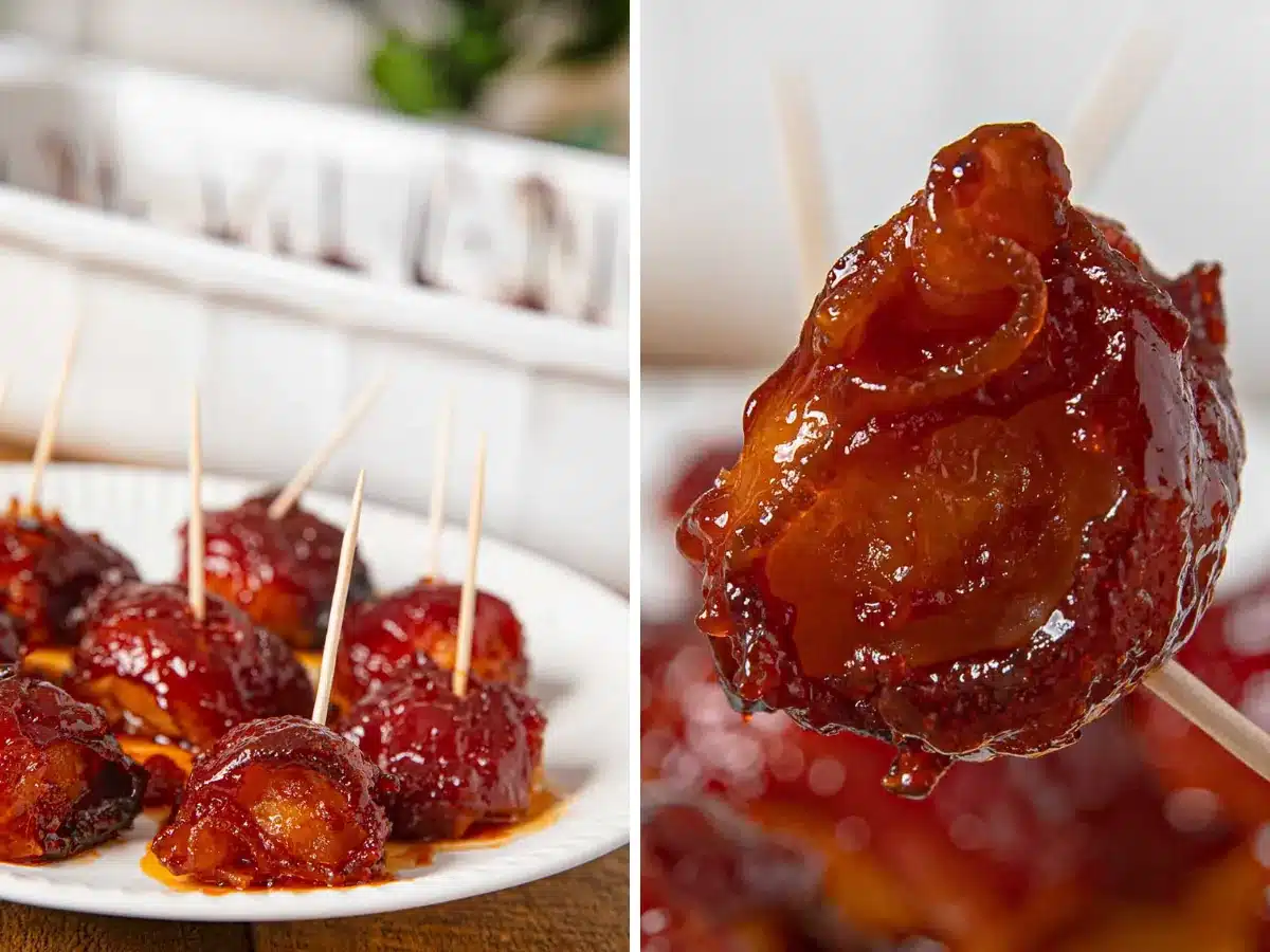 collage of plated chestnuts and chestnut on a fork 