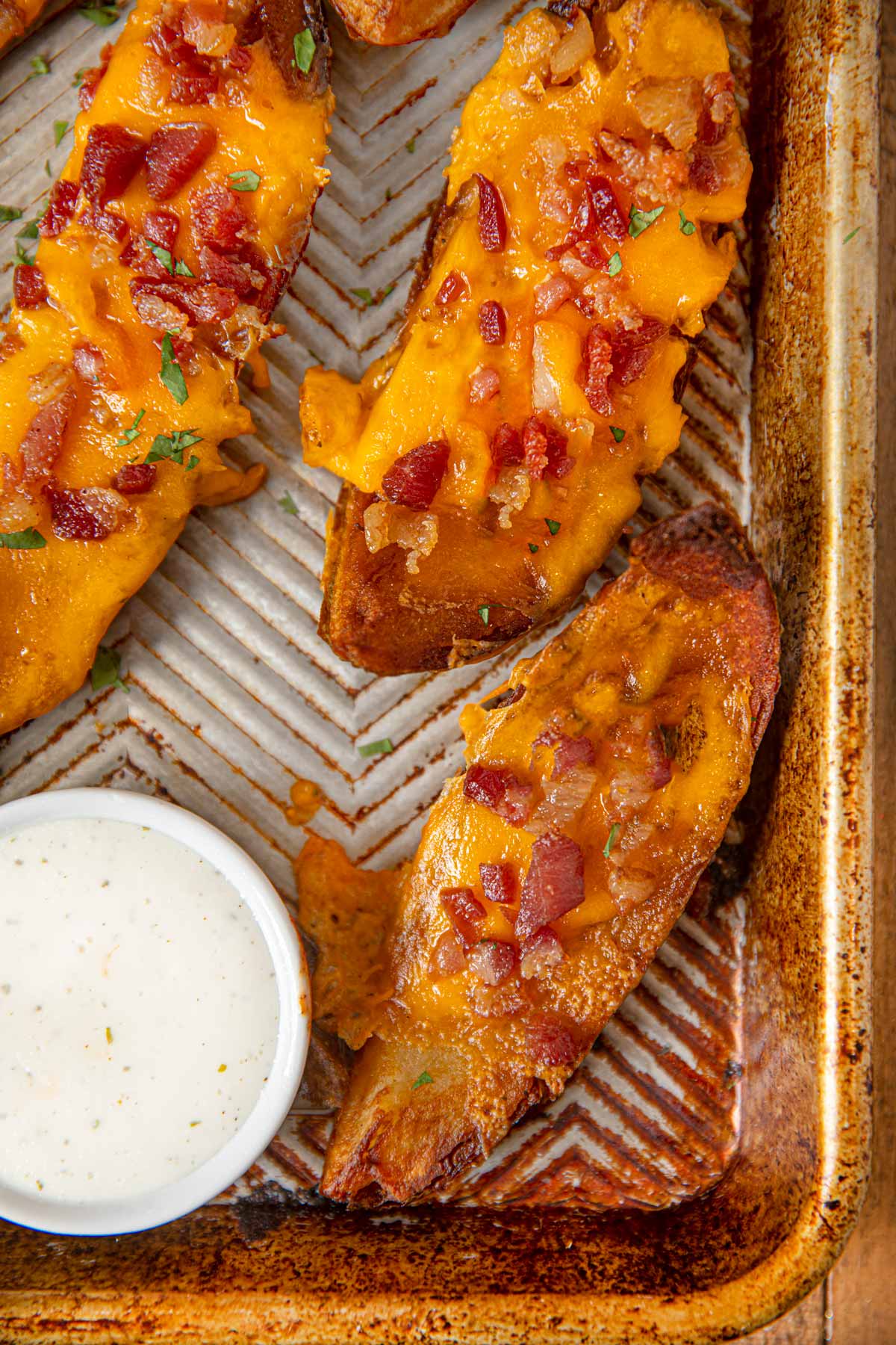 Cheddar Bacon Potato Wedges Recipe - Dinner, then Dessert