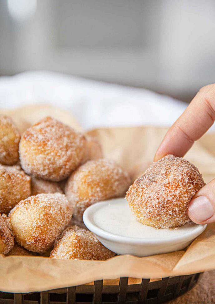 Cinnamon Sugar Pretzel Bites (with dipping sauce!) Dinner, then Dessert