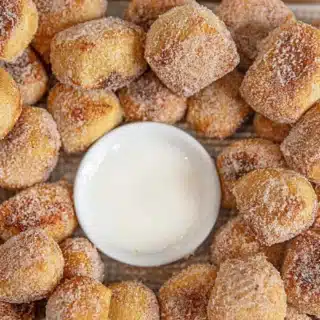 bites on a tray with dipping sauce