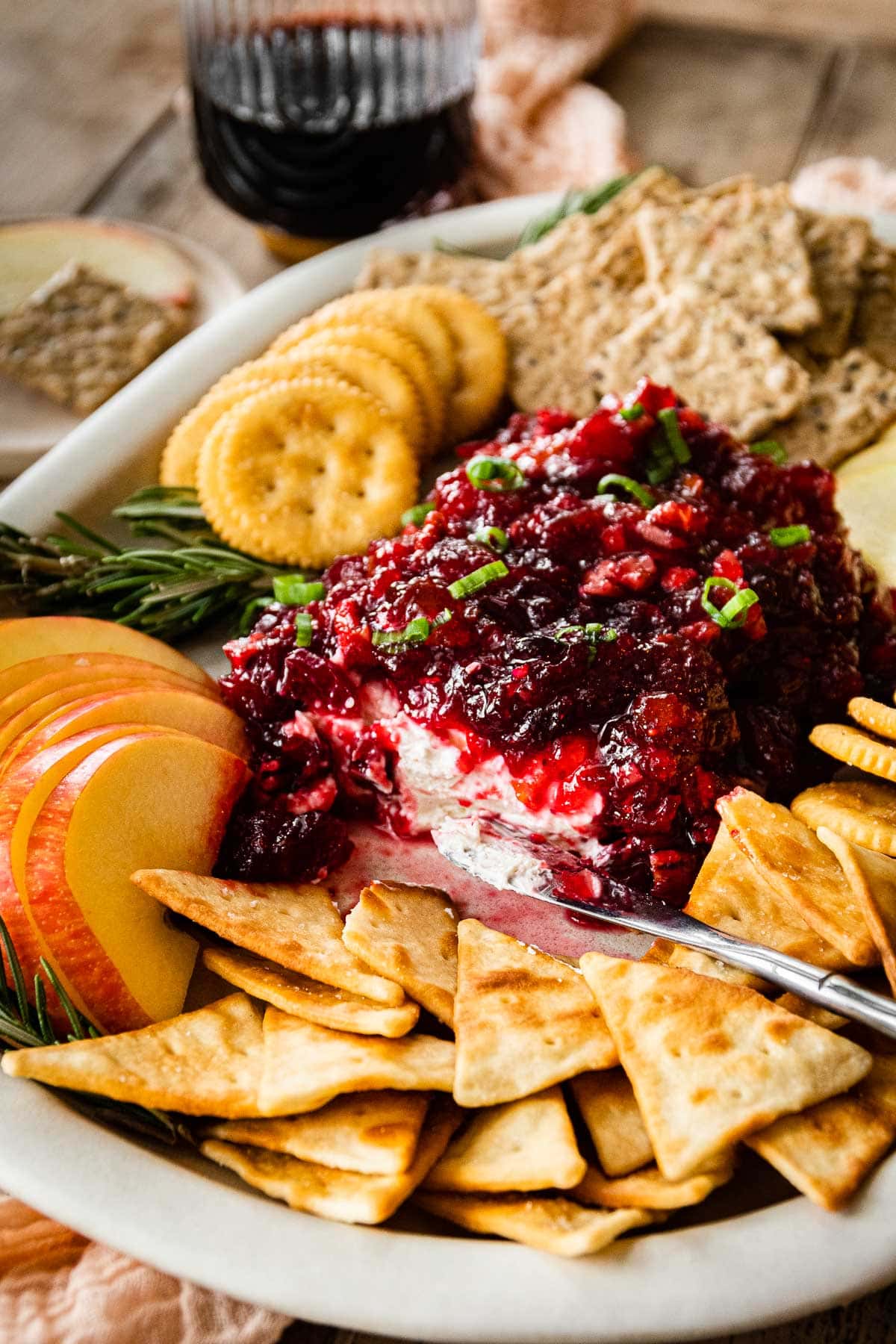 Cranberry Dip on serving platter showing interior