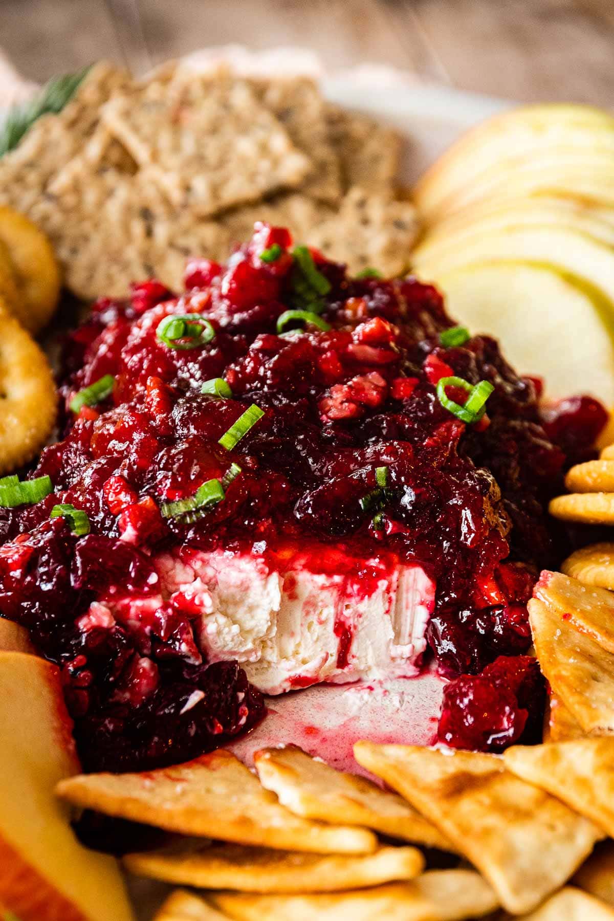 Cranberry Dip on serving platter showing interior