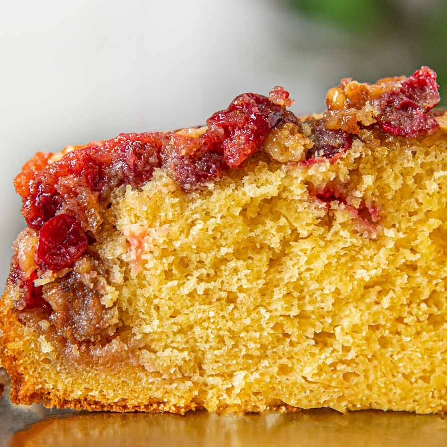 Cranberry Upside Down Cake Slice