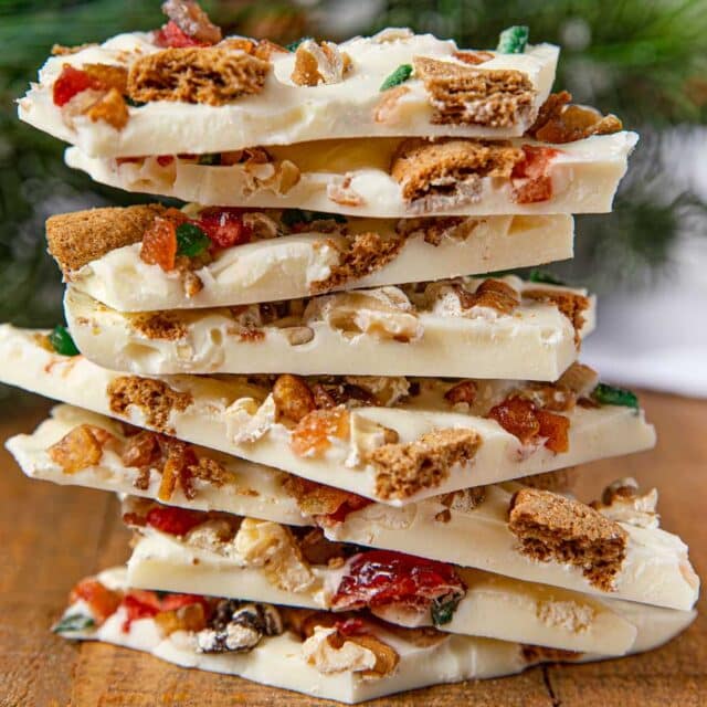 Holiday bark in a stack