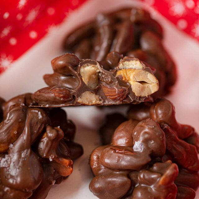 Inside of Mixed Chocolate Nut Clusters