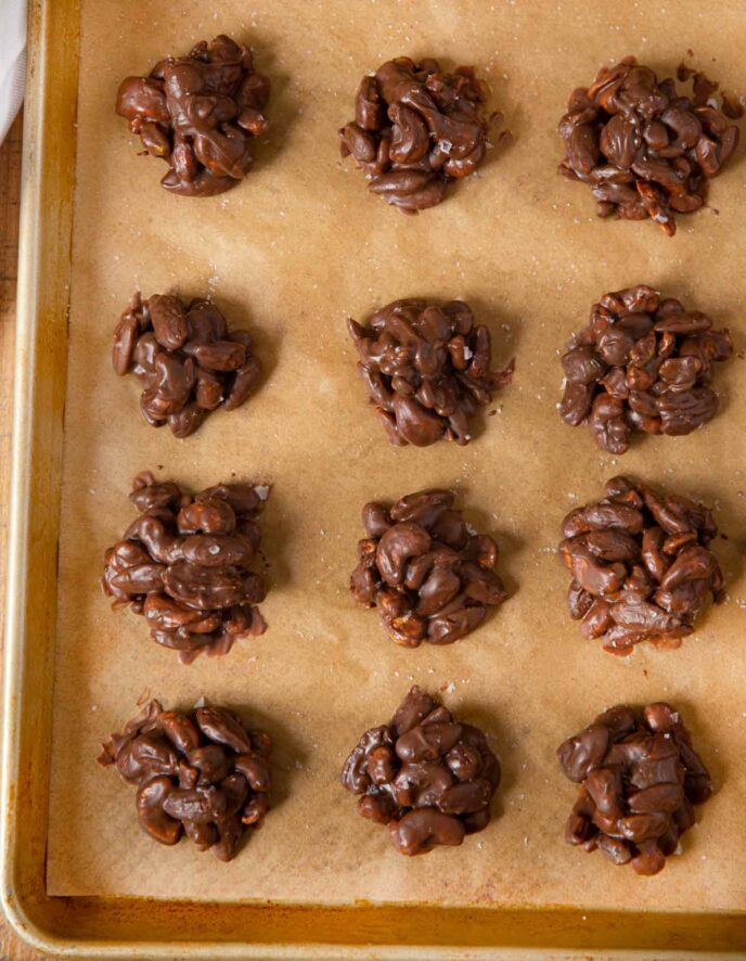 Mixed Nut Clusters on baking sheet