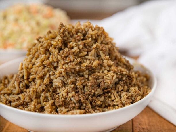 Copycat Cajun Rice in a serving bowl