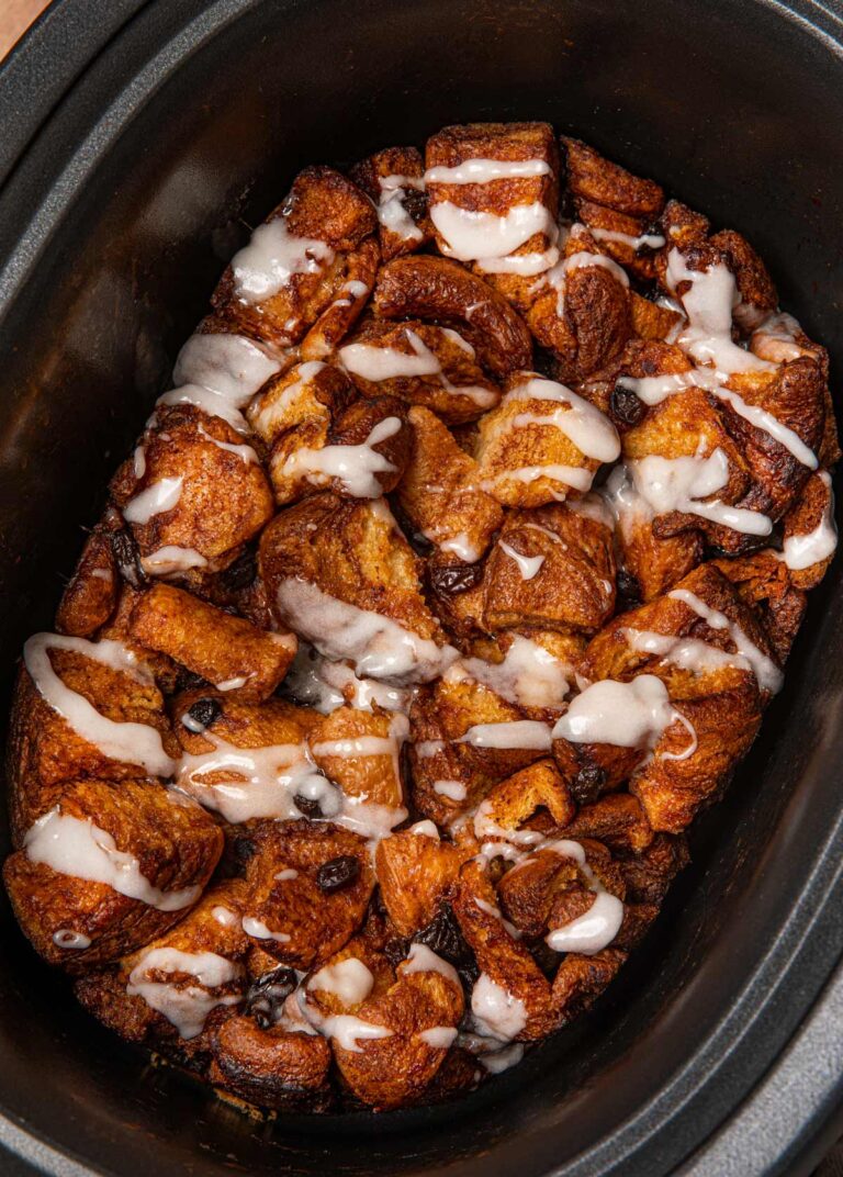 Slow Cooker Cinnamon Roll Casserole (Crockpot) Dinner, then Dessert