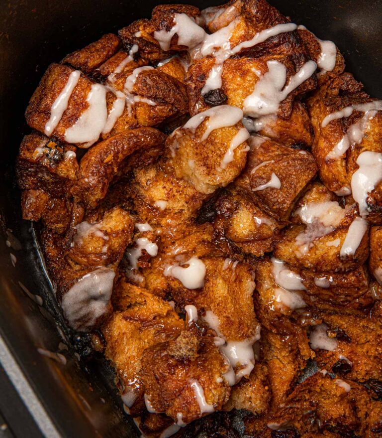 Slow Cooker Cinnamon Roll Casserole (Crockpot) Dinner, then Dessert