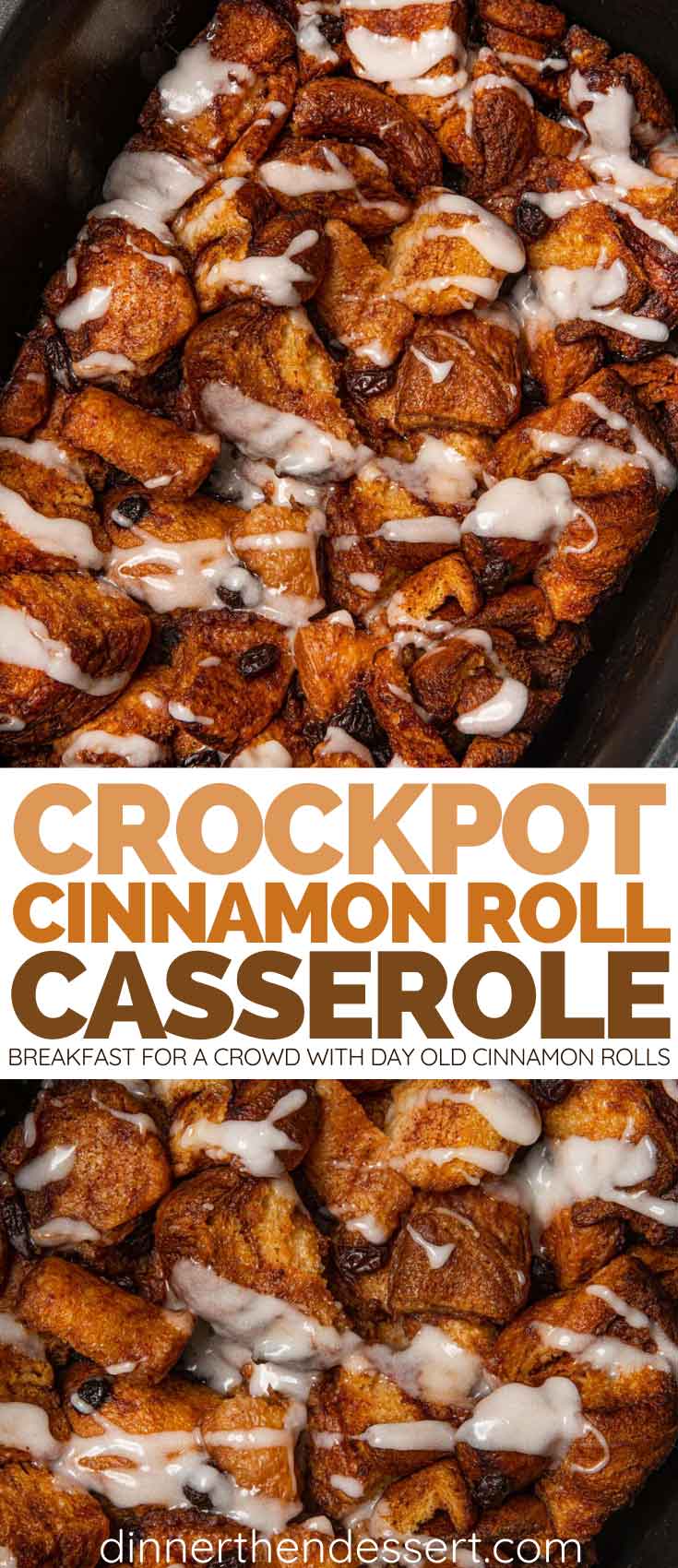 Slow Cooker Cinnamon Roll Casserole collage