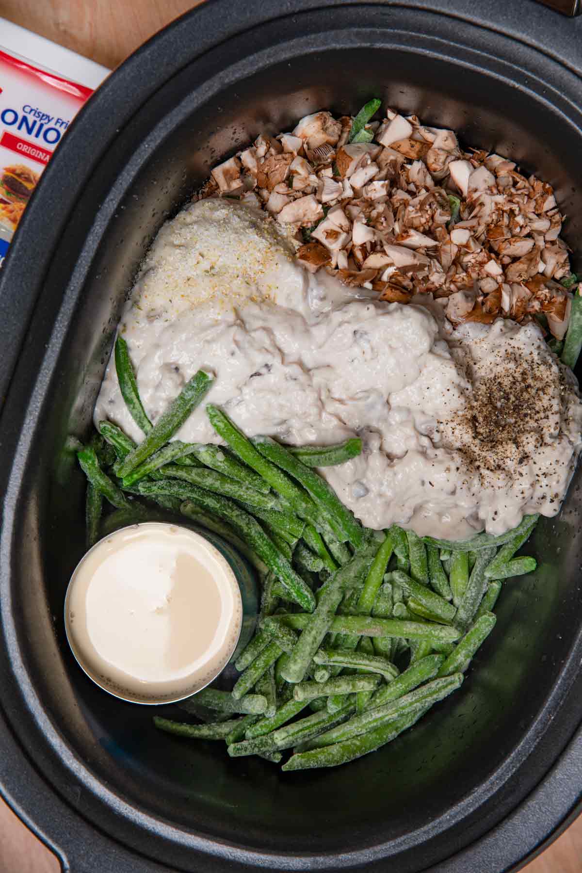 Slow Cooker Green Bean Casserole Recipe (Crockpot) Dinner, then Dessert