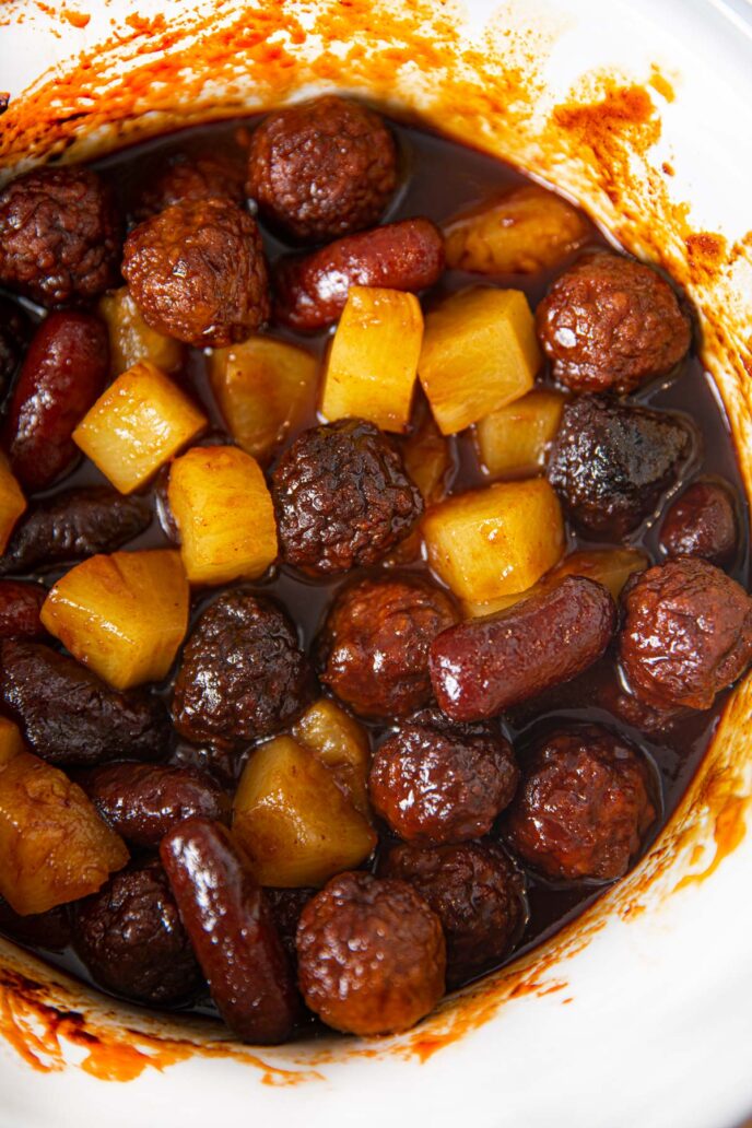 Crockpot Meatballs and Little Smokies - Cooking in the Midwest