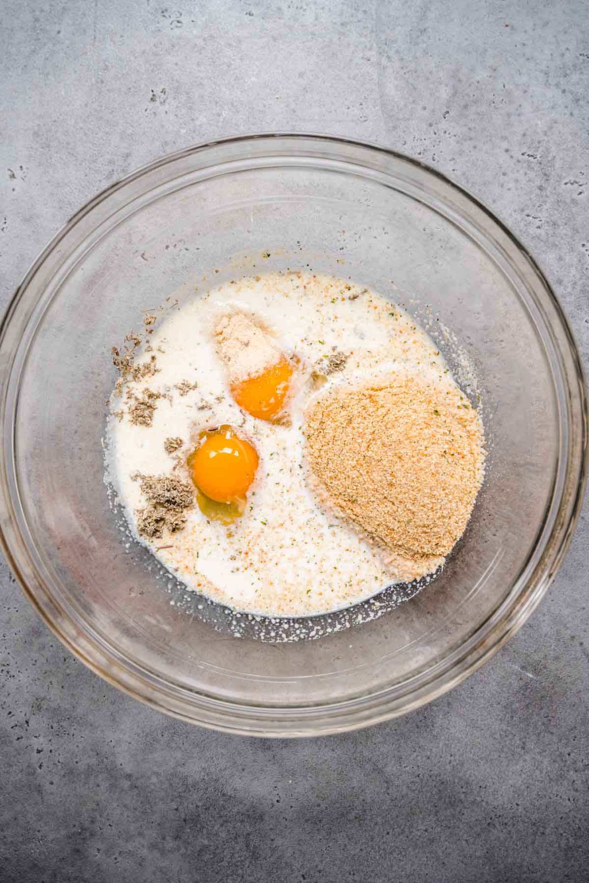 Slow Cooker Meatloaf ingredients in mixing bowl