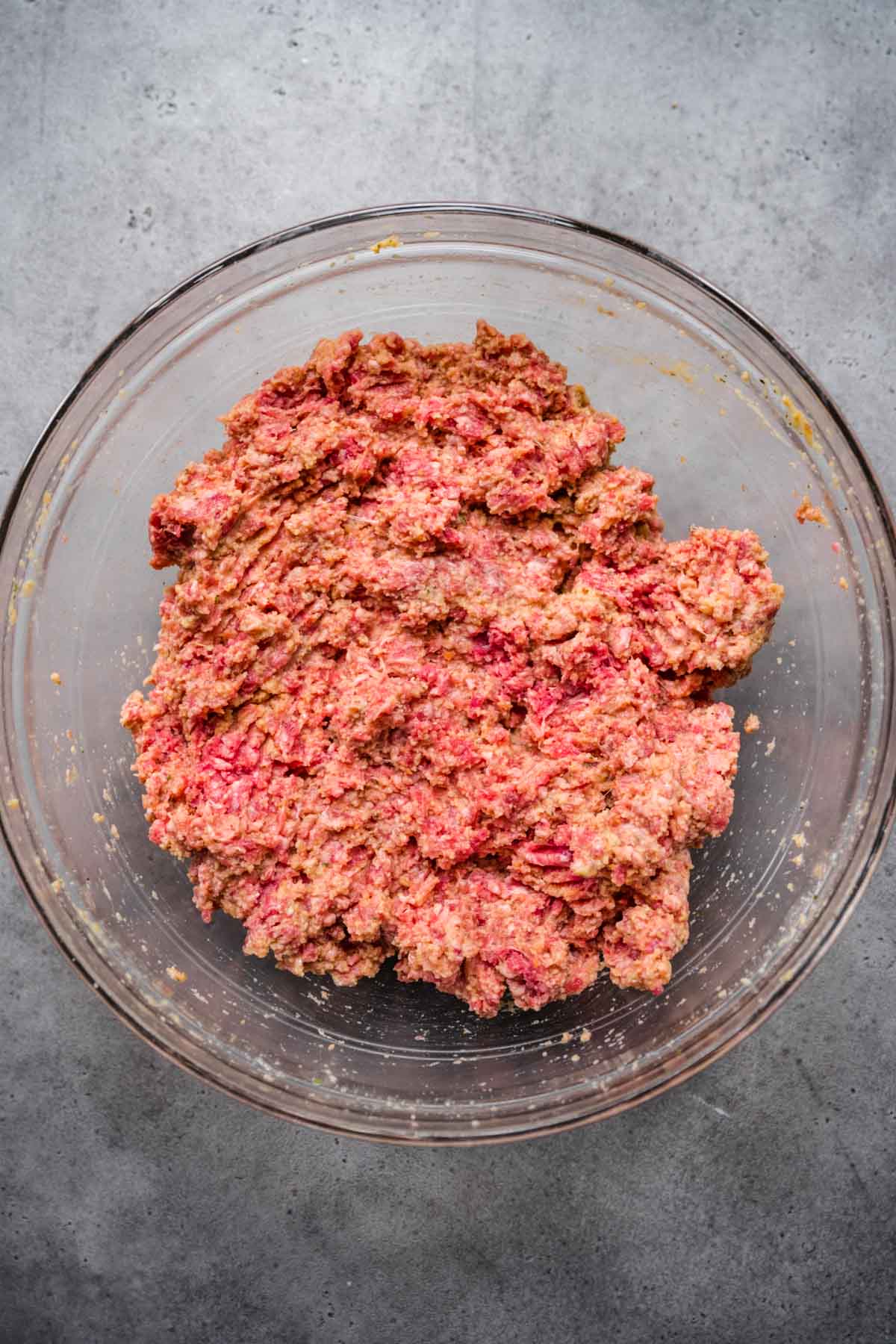 Slow Cooker Meatloaf meat mixture in mixing bowl