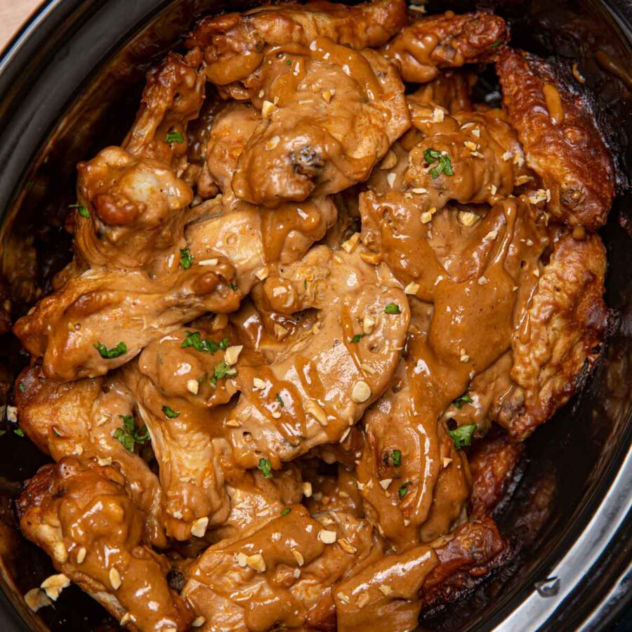 Thai Peanut Chicken Wings Recipe (Homemade Sauce) Dinner, then Dessert