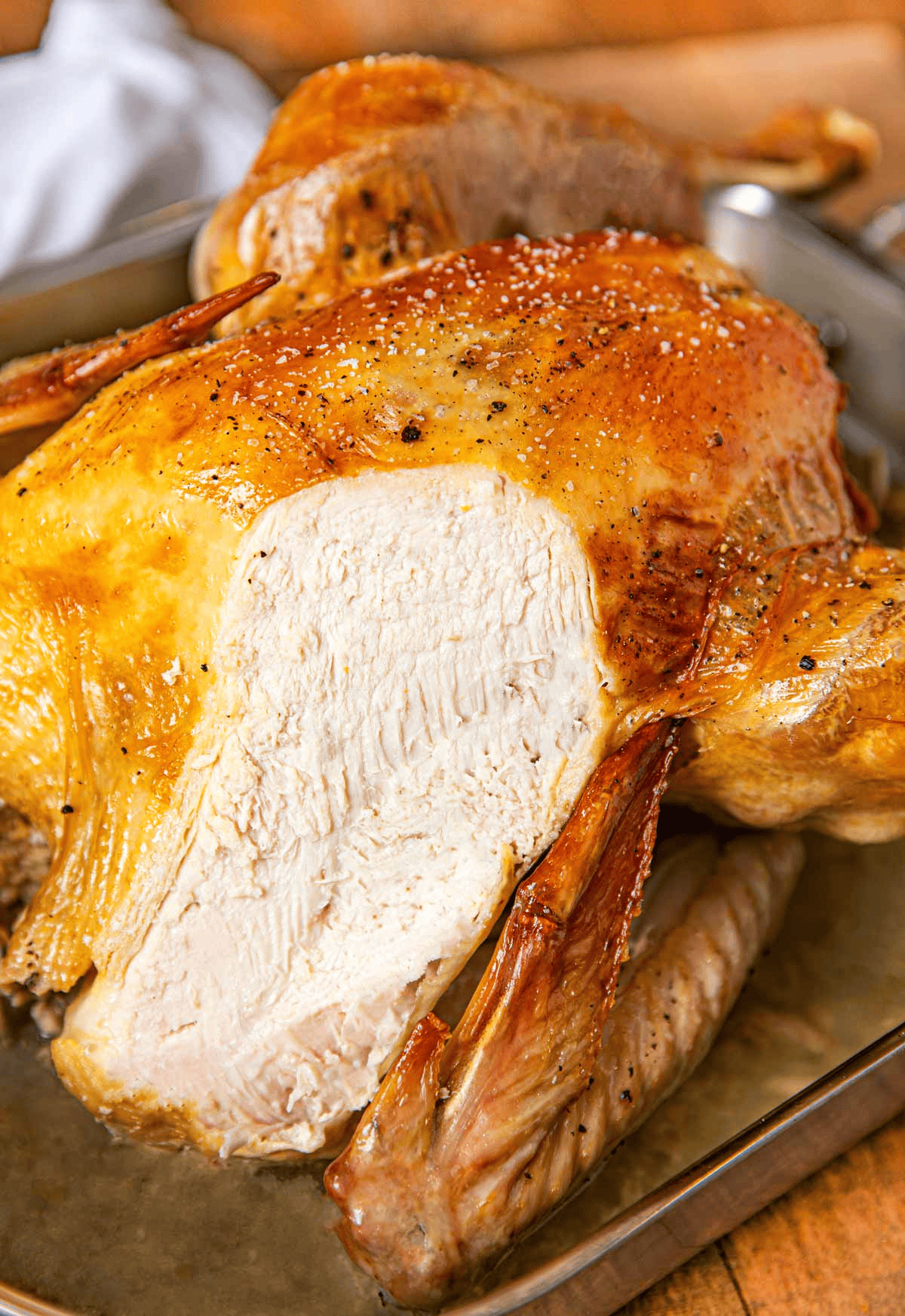 Roasted turkey with slice out the side