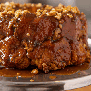Homemade sticky bread with a nut topping
