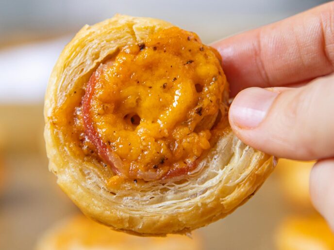 Bacon Cheddar Puff Pastry Pinwheel