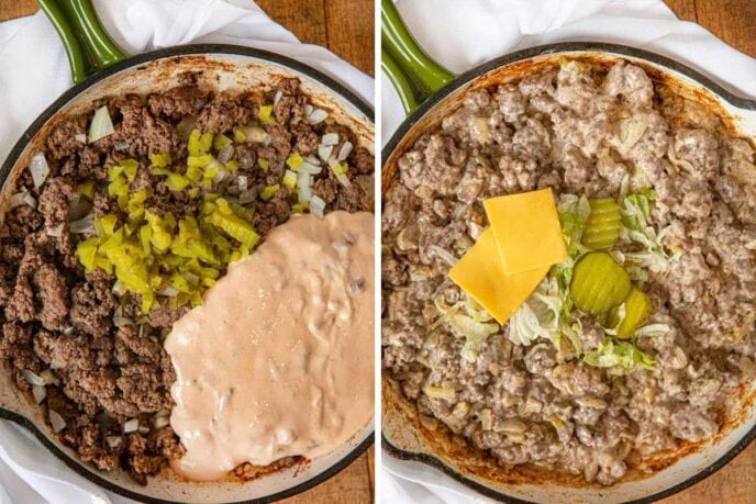 cooking meat in skillet 
