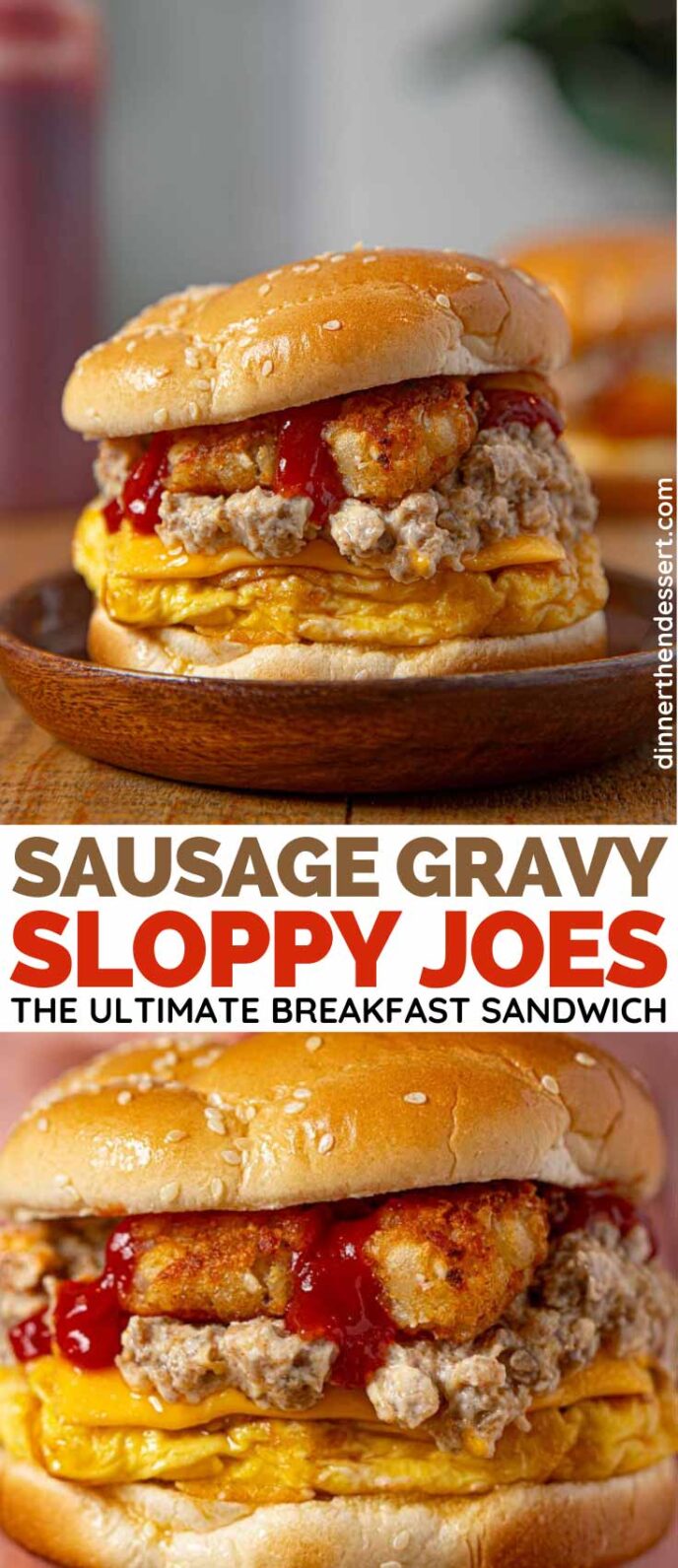 Sausage Gravy Breakfast Sloppy Joes collage