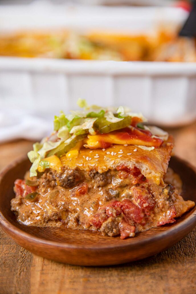 Cheeseburger Casserole on a plate