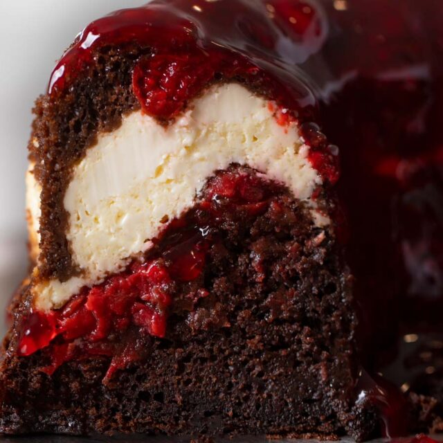 Cherry Chocolate Cream Cheese Bundt Cake - Dinner, then Dessert