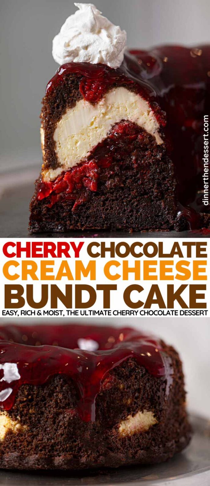 Cherry Chocolate Cream Cheese Bundt Cake collage