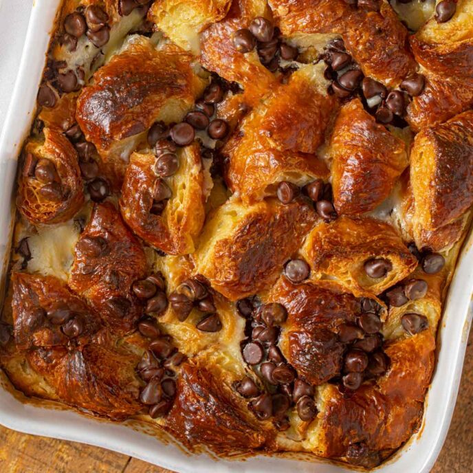 Chocolate Chip Croissant Casserole Bake Recipe Dinner, then Dessert
